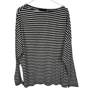 AllSaints Women’s Black & Beige Striped Long Sleeve Tee Shirt Top Size SMALL